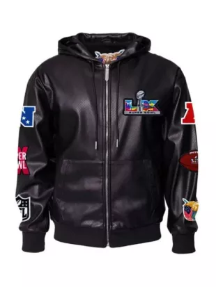 Super Bowl 2026 Vegan Leather Hooded Jacket