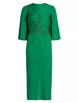 Georgette Twist-Front Midi-Dress