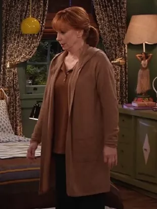 Happys Place S02 Reba McEntire Brown Hooded Cardigan