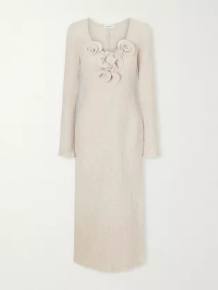 Beach Floral-appliquéd Lyocell-blend Midi Dress