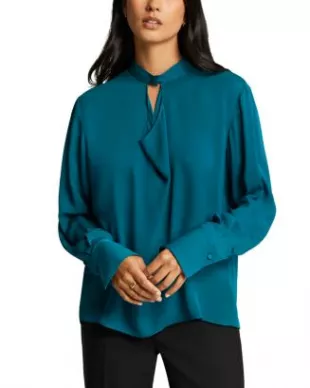 Silk Button Neck Top