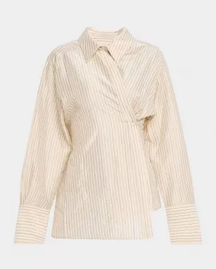 Pinstripe Asymmetric Long-Sleeve Shirt