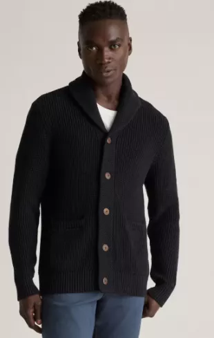 Organic Cotton Shawl-Collar Cardigan Sweater