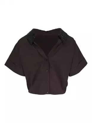 Forever & Always Beaded Cropped Shirt