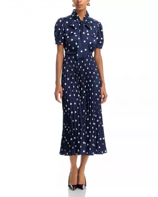 Polka Dot Satin Midi Dress
