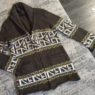 Oversized Rollneck Open Knit Wool Blend Cardigan