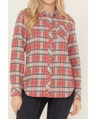 Women's Savoy Plaid Print Long Sleeve Pearl Snap Flannel Shirt