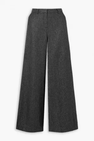 Pilar Metallic Herringbone Wool-blend Wide-leg Pants