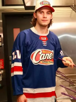 Jack Hughes Raising Cane’s Blue Sweatshirt