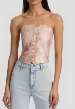 Kelcey Floral Jacquard Strapless Top