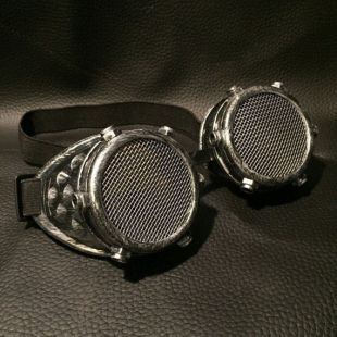 Lunettes steampunk effet argent vieilli, rétro Cosplay soudure lunettes avec des lentilles de maille, Burning Man & Mad Max Style costume Déguisements