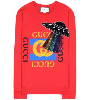 Sweat shirt en coton imprimé à sequins