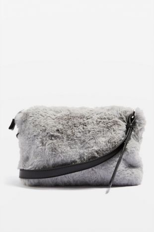 Christina Faux Fur Crossbody Bag In Grey main image 0