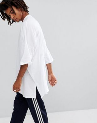 ASOS Extreme Oversized Super Longline T Shirt With Side Splits In White at asos.com