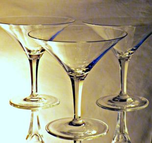 Lot de 3, Vintage clair verre à Martini de cristal