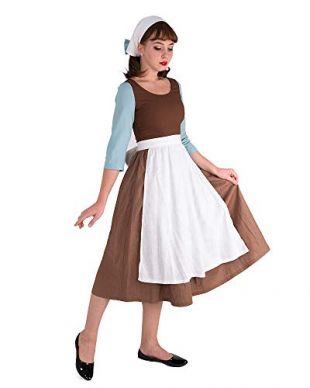 Cosplay.fm Women's Cinders Rags Peasant Costume Maid Dress Cosplay (XL) Brown