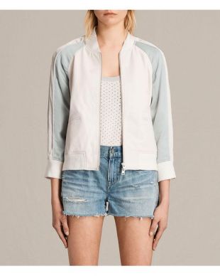 Allsaints - AllSaints - White Varley Leather Bomber Jacket