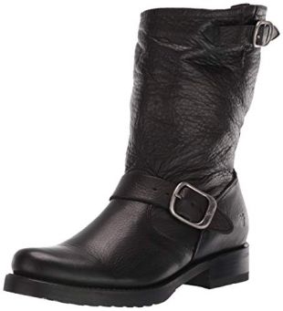 FRYE Women's Veronica Short Boot, Black Soft Vintage Leather, 7 M US