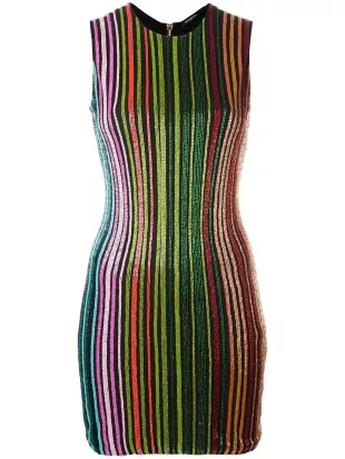 Sequin Striped Sleeveless Mini Dress