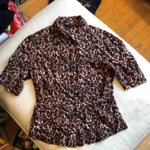 Leopard Print Button Down Blouse