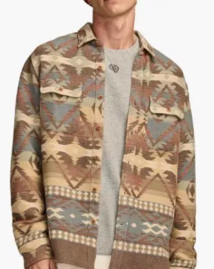 Southwest Pattern Jacquard Cotton Flannel Button-Up Shirt