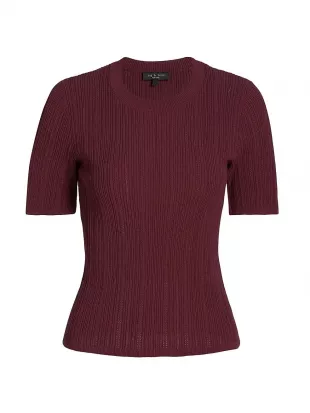 Burgundy Short Sleeve Sweater