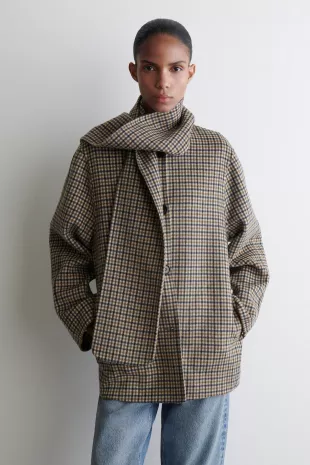 Double Faced Wool Scarf Short Jacket