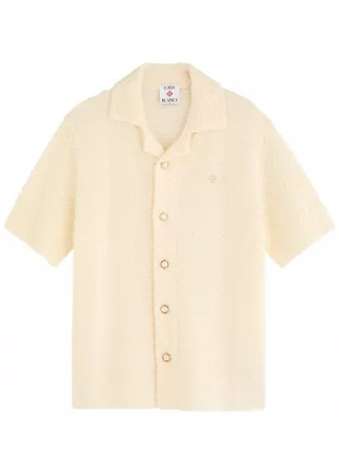 Casablanca Logo Textured Cotton Blend Shirt White