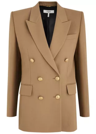 Brown Double-Breasted Wool Blazer