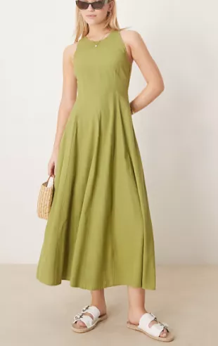 white christmas dresses Rent Asos Design Twist Front Pleated Cami Midi Dress With Belt In Rose Pink main image 0