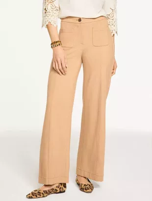 Wide Leg Ponte Pants in Toasted Coconut