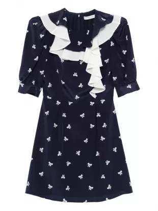 Bow-print Mini Dress