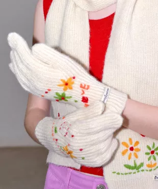 Graphic Gloves Ivory