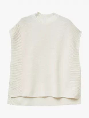 Rib Knit Mock Turtleneck Wool Blend Vest