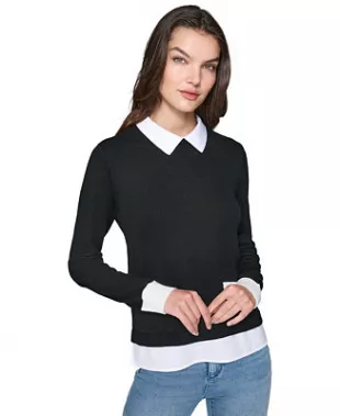 Black Layered-Look Sweater