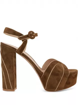 125mm platform Suede Ankle-strap Sandals