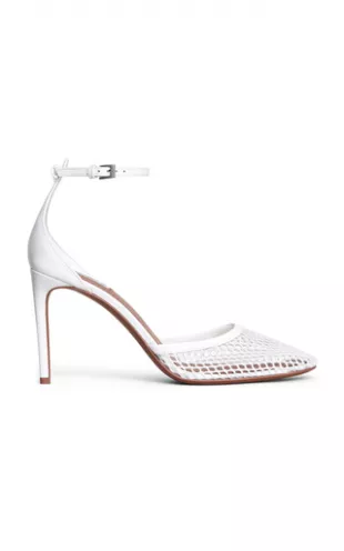 Fishnet Patent Ankle-Strap Pumps