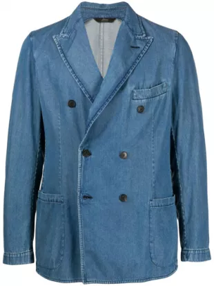 Double Breasted Denim Blazer