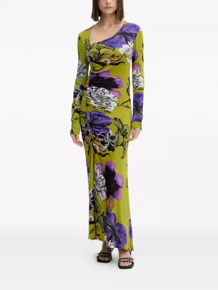 Floral Print Long Sleeve Midi Dress