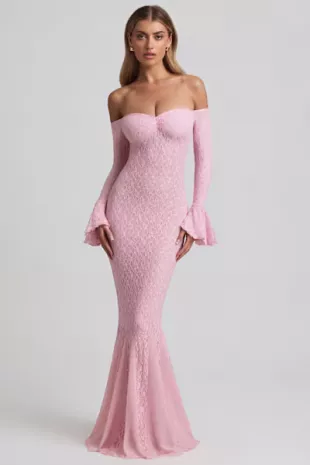 Verena Off-Shoulder Ruffle Lace Maxi Dress