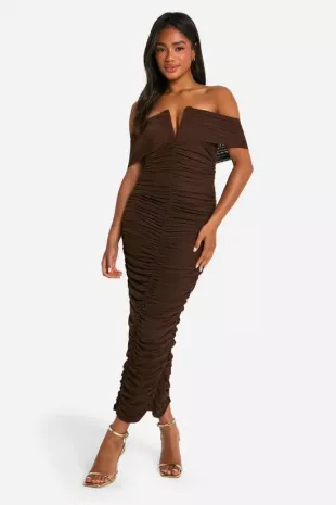 Premium Power Mesh Structured Midaxi Dres