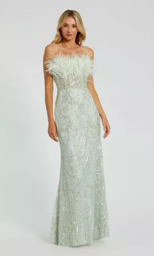 Long Mint Sequin Prom Dress