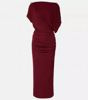 Brina Embellished Draped Jersey Gown