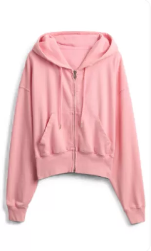 French Terry Oversized Zip Wedge Hoodie