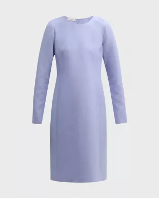Seamed Long-Sleeve Shift Midi Dress