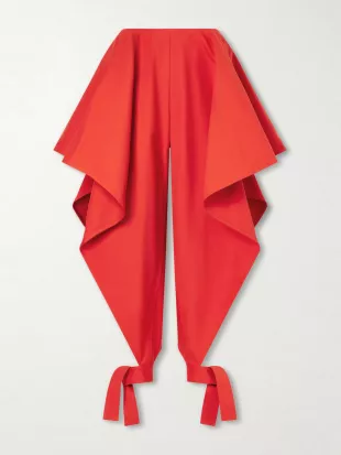Paneled Ruffled Cotton-gabardine Wide-leg Pants