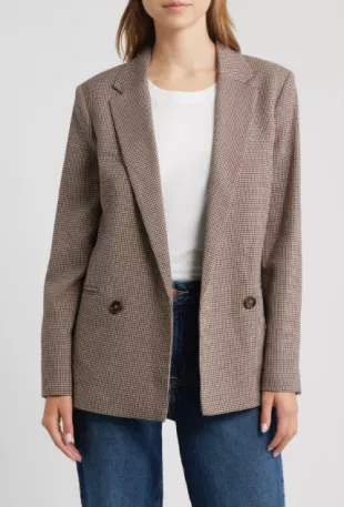 Houndstooth Double Breasted Blazer