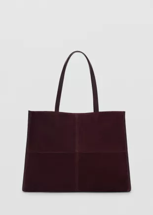 Leather Shopper Bag With Stitching