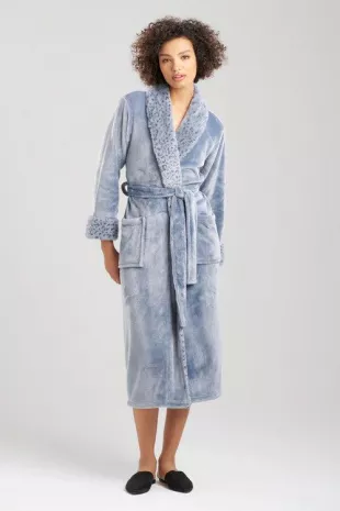 Blue Lynx Print Plush Robe