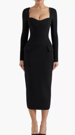 House of CB - Viola Long Sleeve Faux Leather Midi Dress House of CB - Viola Long Sleeve Faux Leather Midi Dress
